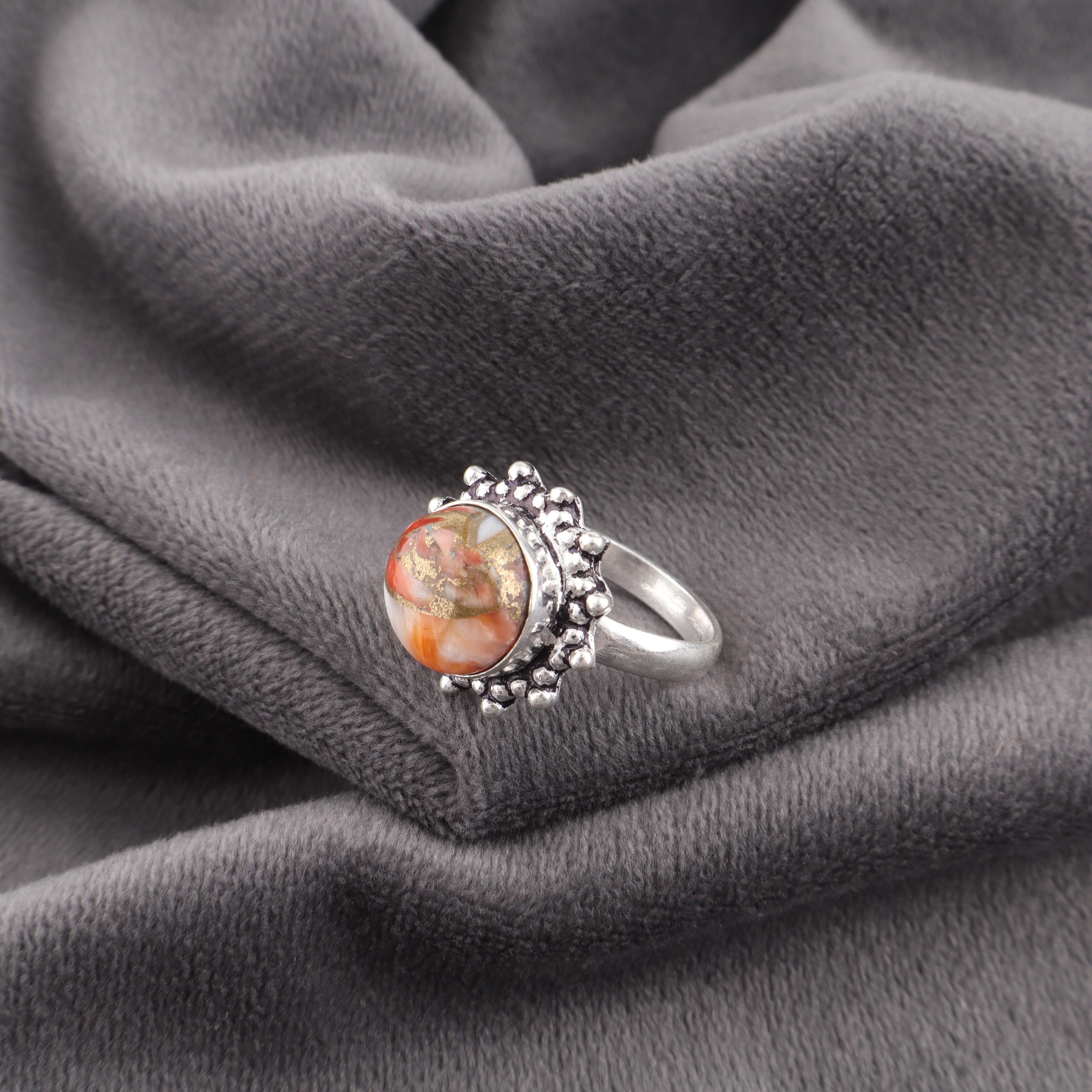 

Кольцо из цельного стерлингового серебра 925 пробы с оранжевой медной бирюзой, Ювелирное изделие с драгоценным камнем ручной работы, Дизайнерское кольцо для нее 12 оранжевый