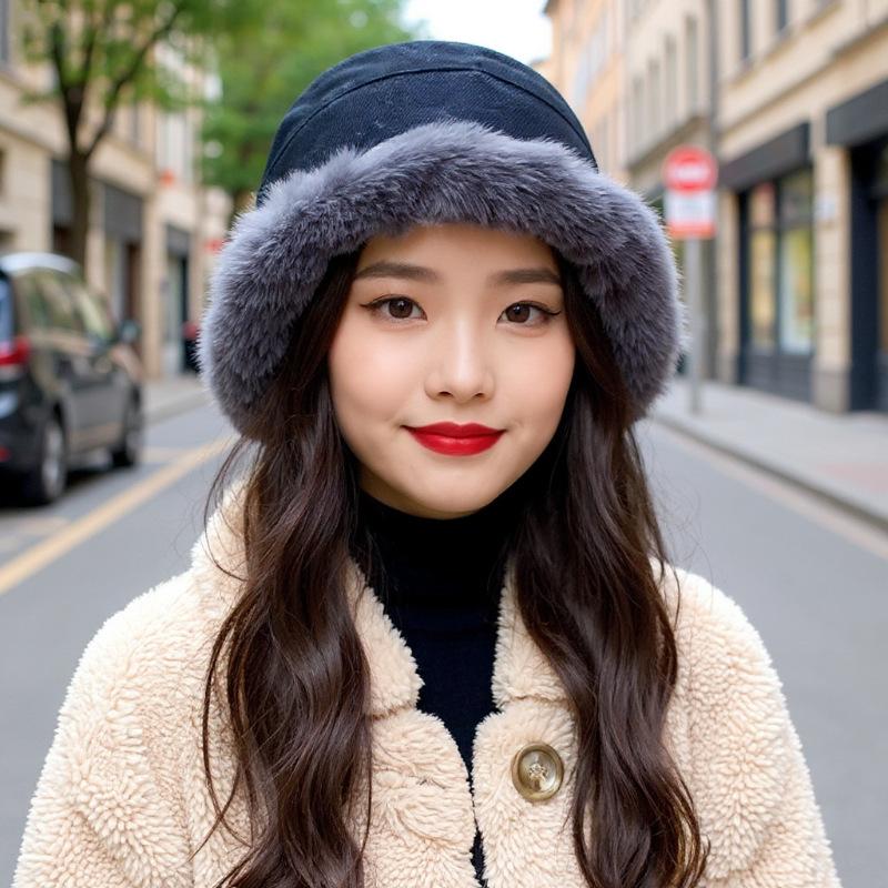 Plush Hat, Fisherman Hat, Female, Big Head Circumference, Ear Protection Hat, Toe Cap, Thick Cotton Hat