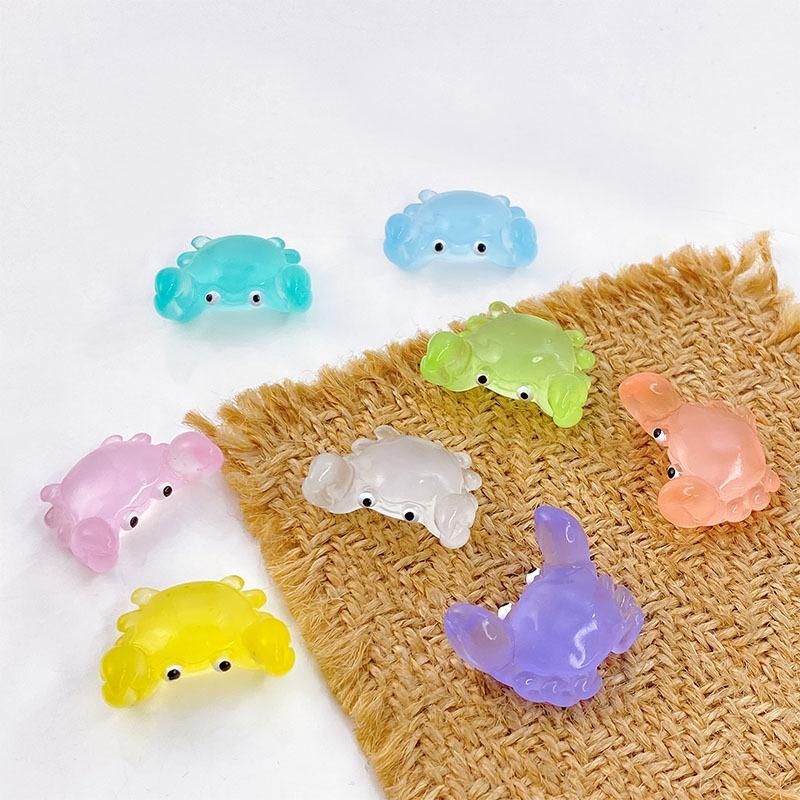 Pcs 10 Glow-In-The-Dark Cute Crabs Resin Desktop Decorations Ornaments Diy Handmade Hairpin Keychain Accessories Toys