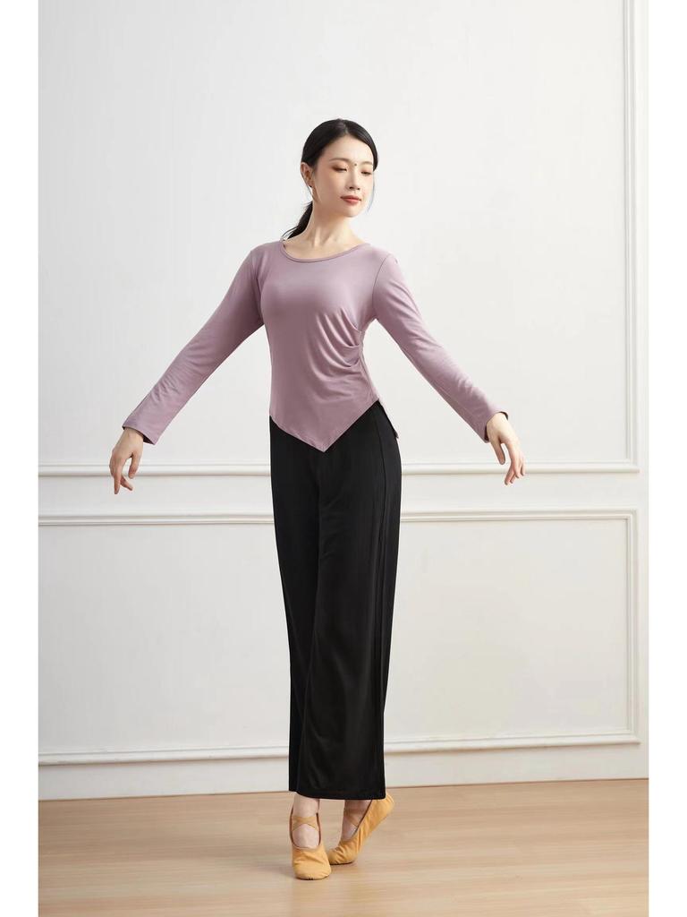 Women's Slimming Modal Dancewear: Classic Practice Top & Modern Wide-Leg Pants for Body Training