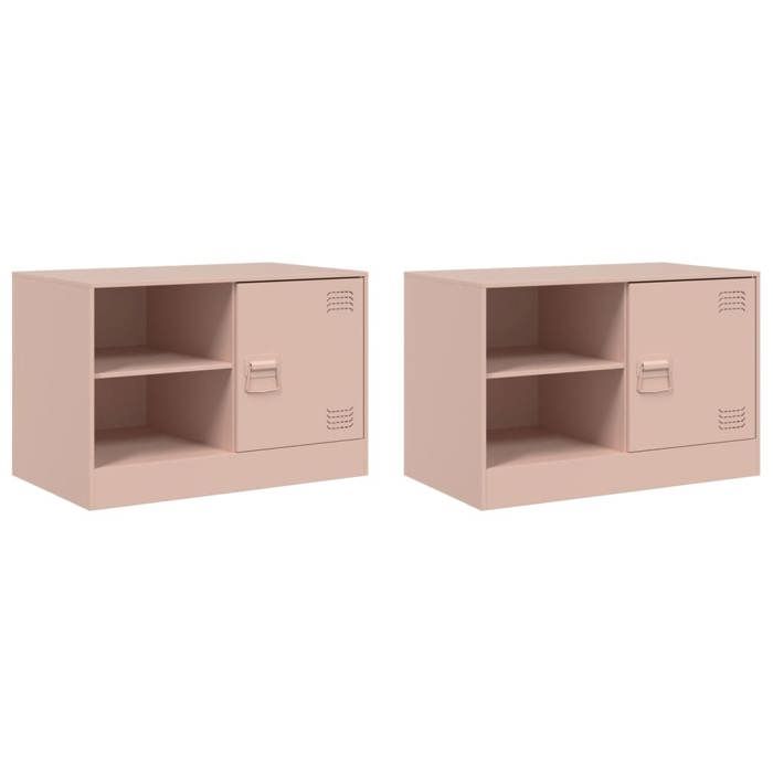 VidaXL TV Furniture 2 Pcs Pink 67x39x44 Cm Steel, TV Stand, TV Unit, Multimedia Unit, TV Sideboard, Hi-fi Unit, Center of 841694