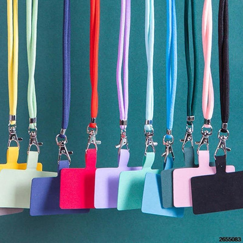1Pc Phone Lanyard Adjustable Detachable Neck Cord Lanyard Strap Carabiner Compatible Pendant with Card for Mobile Key Fobs Colors