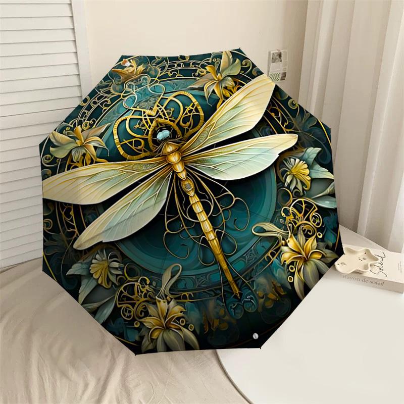 

1PC Dragonfly Art Nouveau Automatic Open/Close Umbrella with Windproof, 8-Rib Sturdy Canopy, Durable Ribs, Fashionable Design1314A