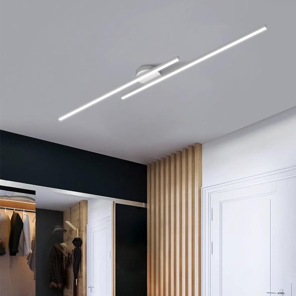 Modern Long Ceiling Lights for Living Room Bedroom Aisle Corridor Remote Control Dimmable led Ceiling Lamp Black/White Aluminium