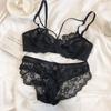French Ultra-Thin Sexy Lace Bra Set, Underwire Minimizer Side Gathering Sheer Women Lingerie Set