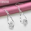 925 Sterling Silver Fashion Braided Round Earrings Wedding Jewelry