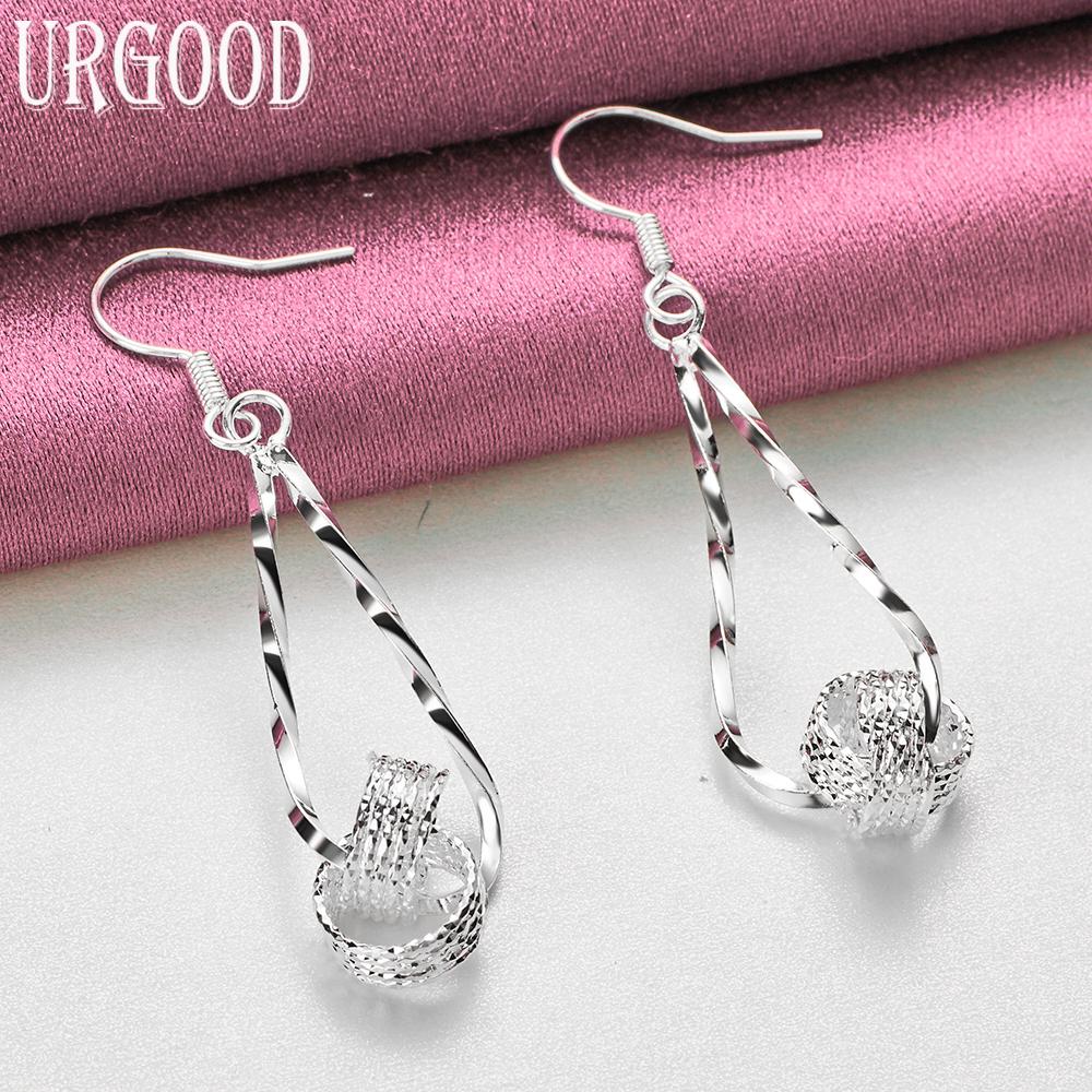 925 Sterling Silver Fashion Braided Round Earrings Wedding Jewelry