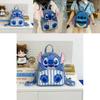 Lilo Stitch Cute Cartoon Pu Backpack With Zipper Closure For Daily Use Girls
