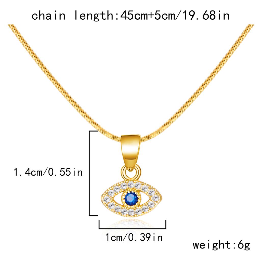 Exquisite Zircon Evil Eye Pendant Necklace for Women Girls Fashion Simple Rhinestone Waterdrop Clavicle Chain Necklace Jewelry