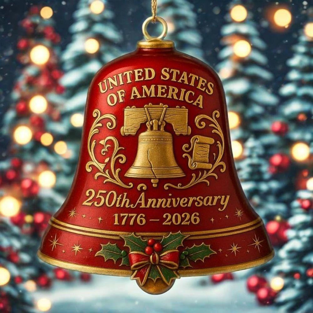 Vintage-Style 250th Anniversary Bell Ornament Portable Decoration with Commemorative Detailing Metal Hanging Bell