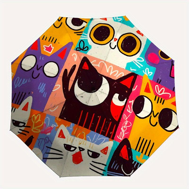 1pc Cat Whisker Automatic Open 8-Rib Windproof Umbrella, Travel & Commuting, Suitable for All Seasons
