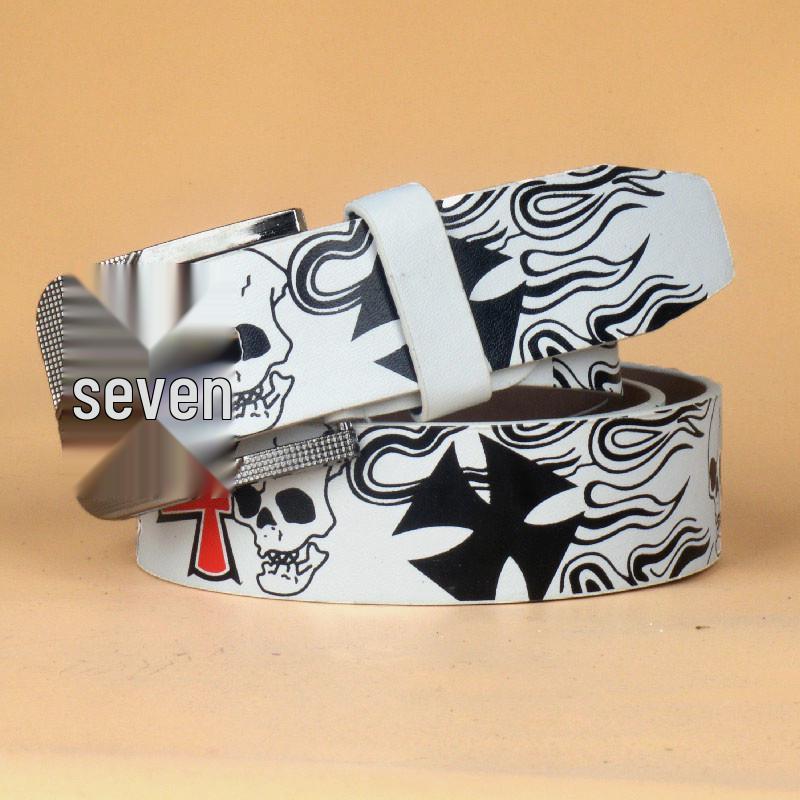 

Men s Cross-Border Skull Pin Buckle Belt - Stylish Youth Design 110cm