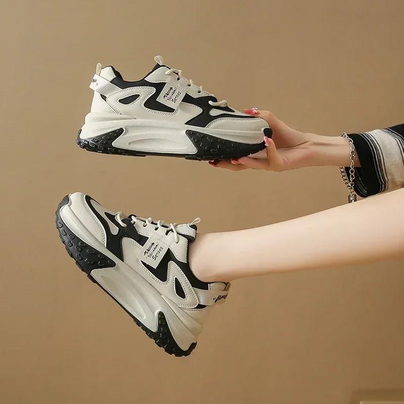 Увеличивающие рост на 5 см подошва Женские уличные туфли для гольфа Черно-белые — фото 5