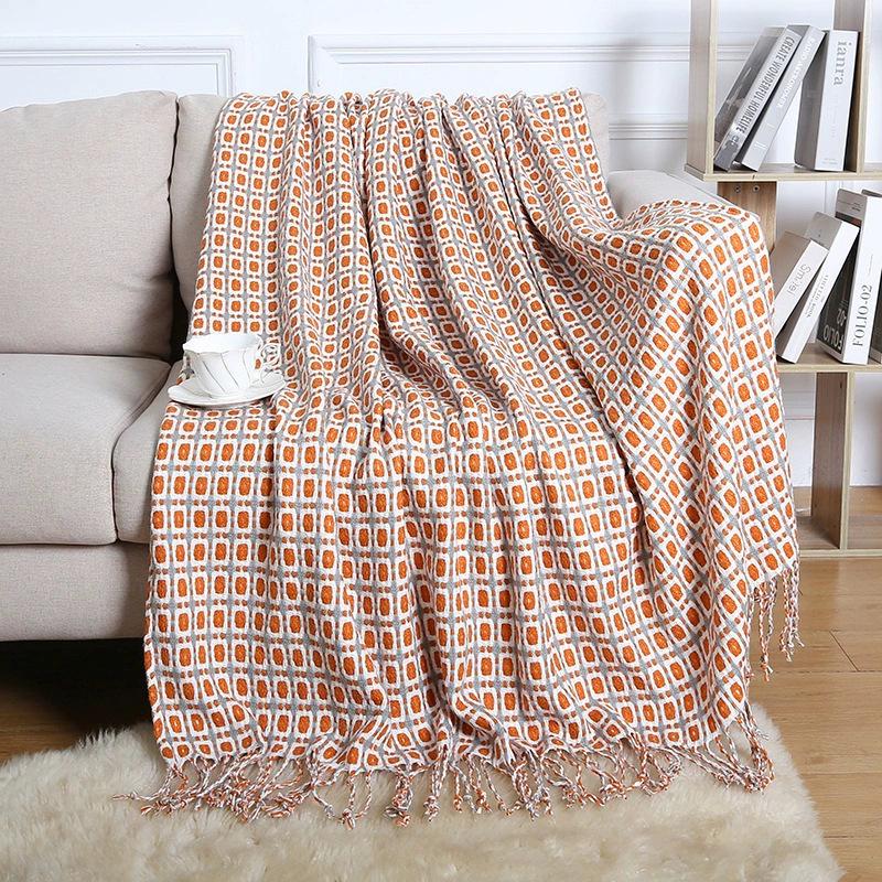 Nordic Tassel Sofa Throw Blanket - Air Conditioning Nap & Hotel Bed Runner, Summer Bed Flag, Bed End Blanket