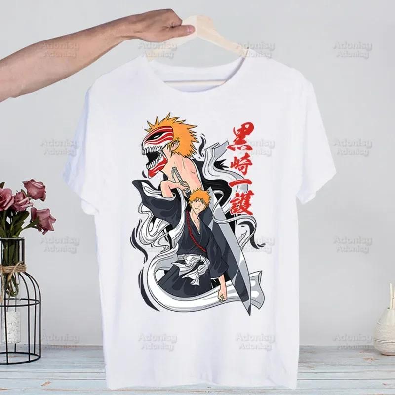 Bleach Kurosaki Ichigo Manga Anime Harajuku T-shirts Summer Men Hip Hop Funny Tshirt Streetwear t shirts Short Sleeve Tops