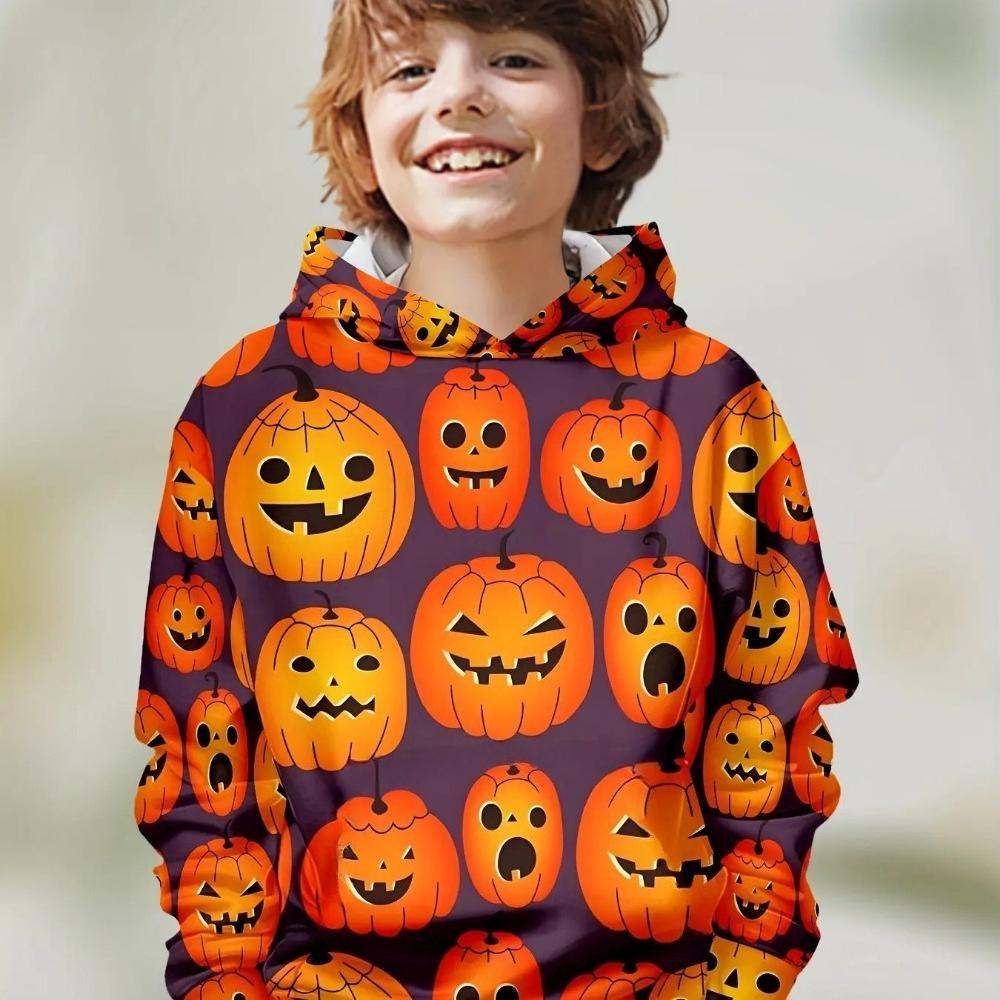 Children's Christmas and Halloween Series 3D Digital Printed Boys' Hip Hop Personality Hooded Sweatshirt
