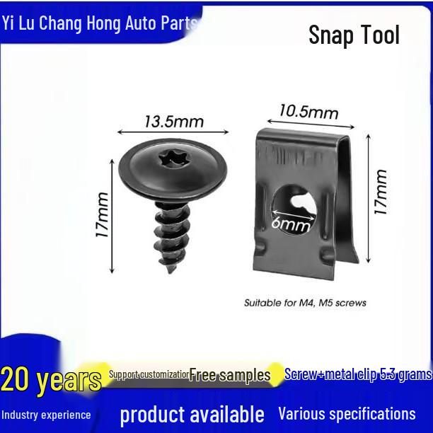 Car U-Clip Fastener Set: Screw, Washer, Buckle & Panel Clip