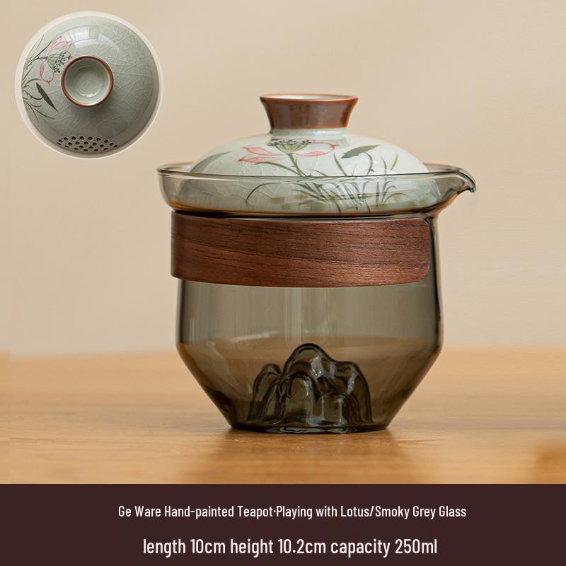 Portable Hand-Painted Travel Tea Set with One Pot and Four Cups – Perfect Business Gift