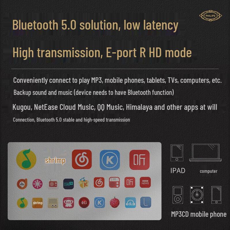 Philips TAM8208 Hi-Fi System with CD Player & Bluetooth