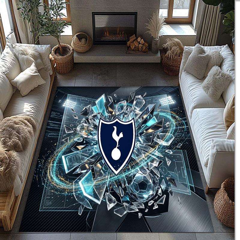 Tappeto in Flanella Stampato Tottenham Hotspur Antiscivolo Morbido Poliestere Tappeto per Pavimento Tappetino Decorativo per Interni per Camera da Letto Soggiorno Divano