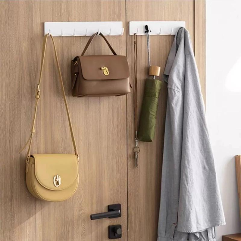 5-Hook Wall Mounted Hooks No Punching Bathroom Multi-Purpose Hooks Kitchen Rack Storage Rack