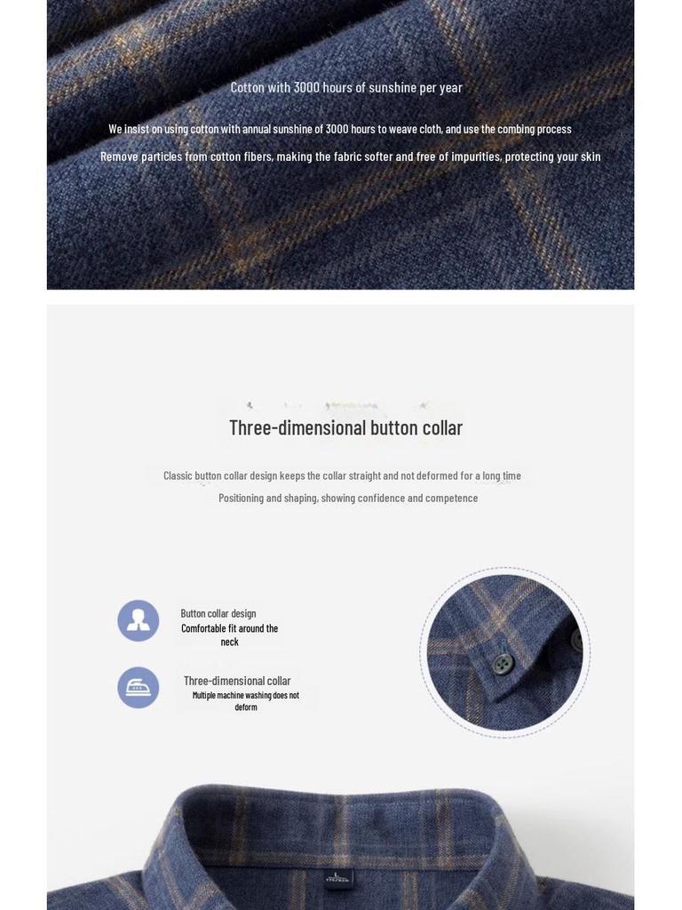 Men's Long-Sleeve Plaid Shirt: Comfortable, Breathable Cotton for Spring and Autumn Casual Wear