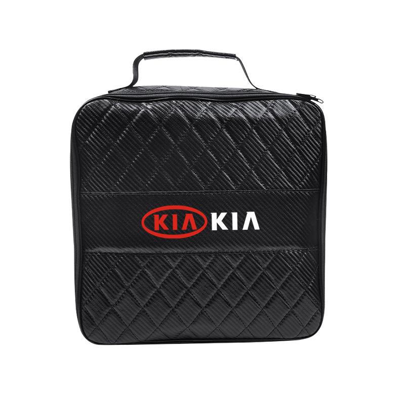 AQT2 Car Trunk Storage Bag Leather Charging Cable Sundries Organizer For KIA RIO K5 K9 Sorento Ceed Stinger Niro Soul EV6 EV9 Stonic