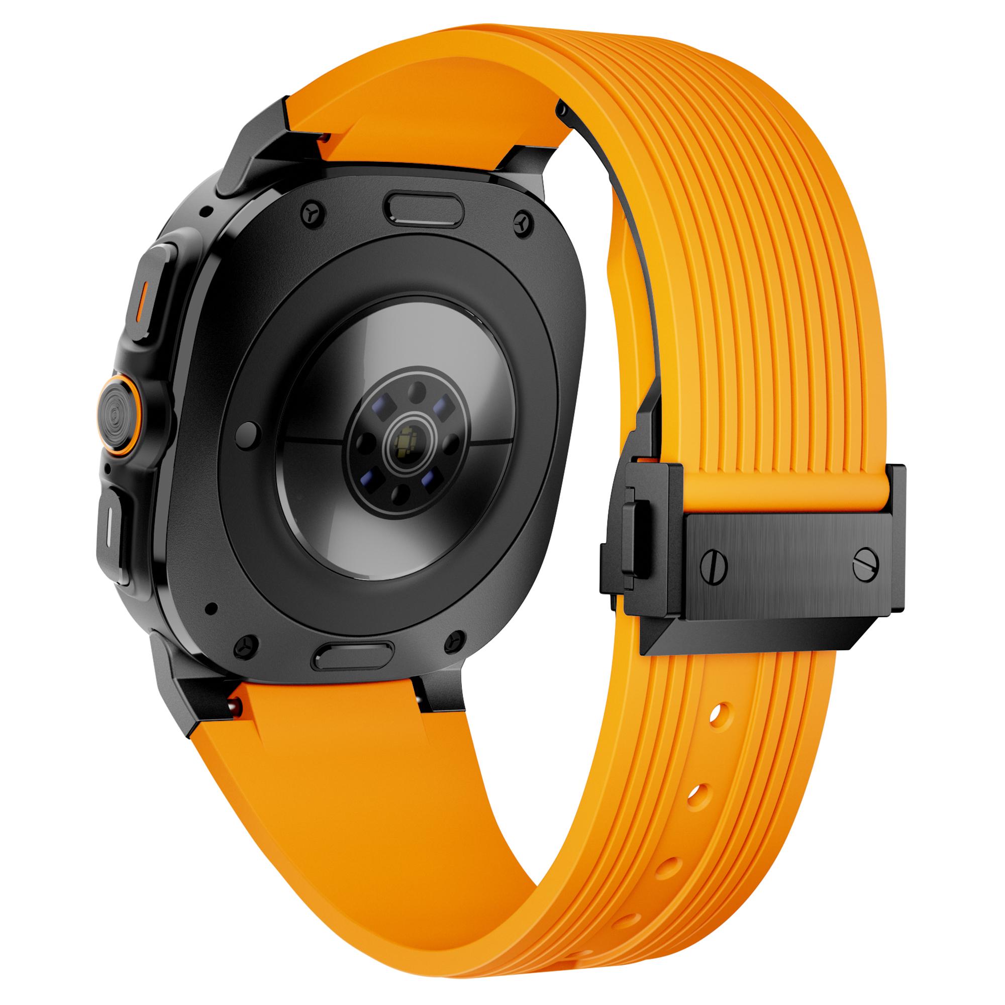 

Для Samsung Galaxy Watch Ultra 47mm Силіконовий Ремінець Чорний З єднувач Чорна Пряжка Ремінець для Годинника Orange