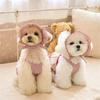 Pet Dog Cat Princess Dress With Hat Lace Bow Plaid Skirt Small Pets