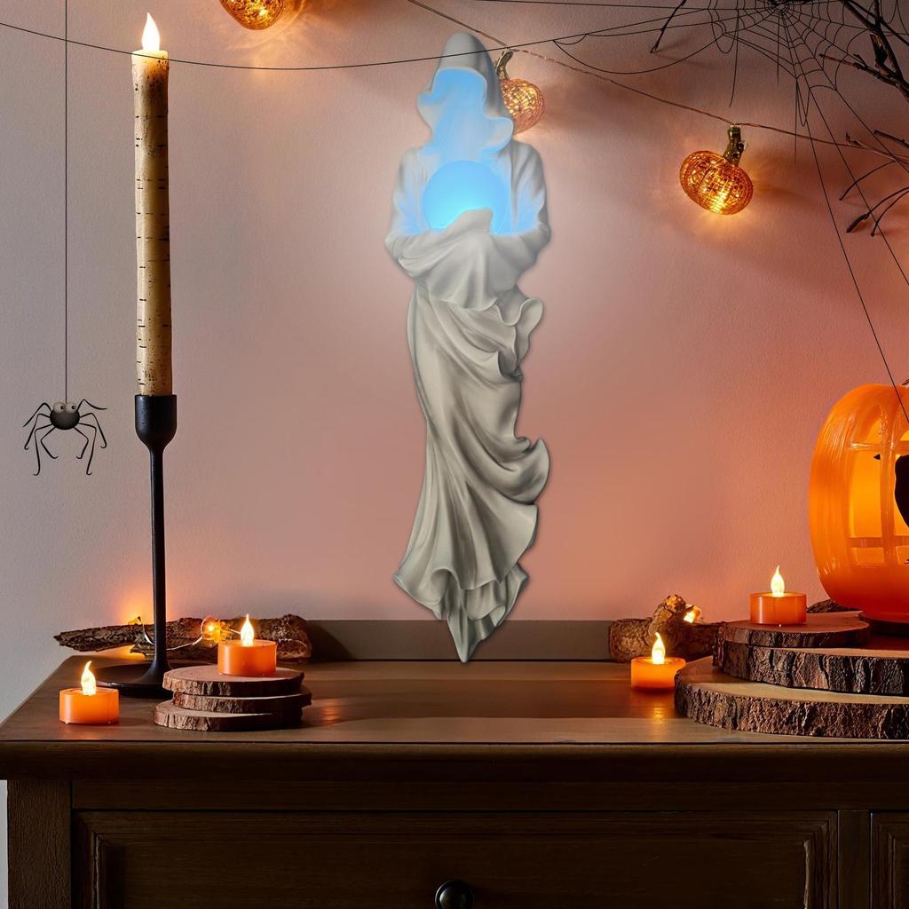 Ghost Figurine Halloween Ghost Figurine Hugging Lamp Resin Gothic Ornaments Tabletop Dark Art For Classmates Kids Teens Adults