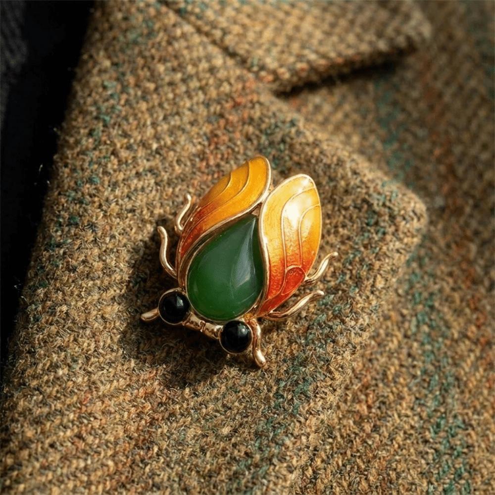 Chinese Style Cicada Brooch Real-like Enamel Brooch Vintage Insect Lapel Pin Gifts