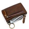 Retro Crazy Horse Leather Change Bag With Key Ring Genuine Leather Men'S And Women'S Casual Small Money Bag First Layer Cowhide Zipper Change Bag