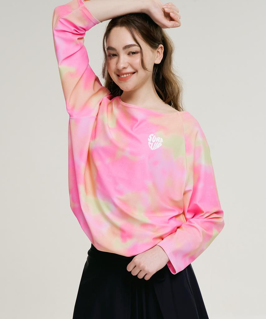 Leijibi Cotton Candy String Oversized Women'S Long Sleeve Rash Guard Pink