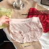 Large Size Female Spring and Summer Light Luxury Lace Ice Silk Belly Breathable Non-mark Waist Triangle Briefs