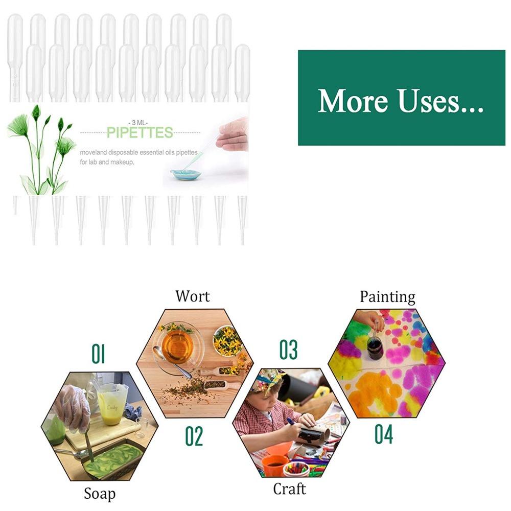 100PCS 3ml Disposable Plastic Transfer Pipettes, Calibrated Dropper Suitable for Science Laboratory DIY Art