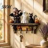 Functional Wooden Key Storage Halloween Holder, Lady Ghost Holder with 4 Hooks, Wall Home Decor Mounted Spooky Rack Organizer for Entryway Hallway