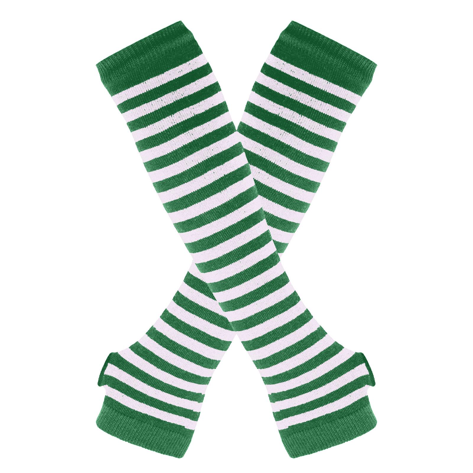 

Модные теплые длинные перчатки, нарукавники, в полоску, открытый хлопок, длинный чехол на запястье One Size зелёный