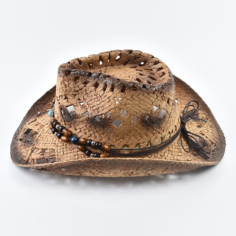 Panama Soft Handmade Cowboy Straw Hat Summer Men Women Hollowing Out Beach Hats Outdoor Travel Sun Protection Hat