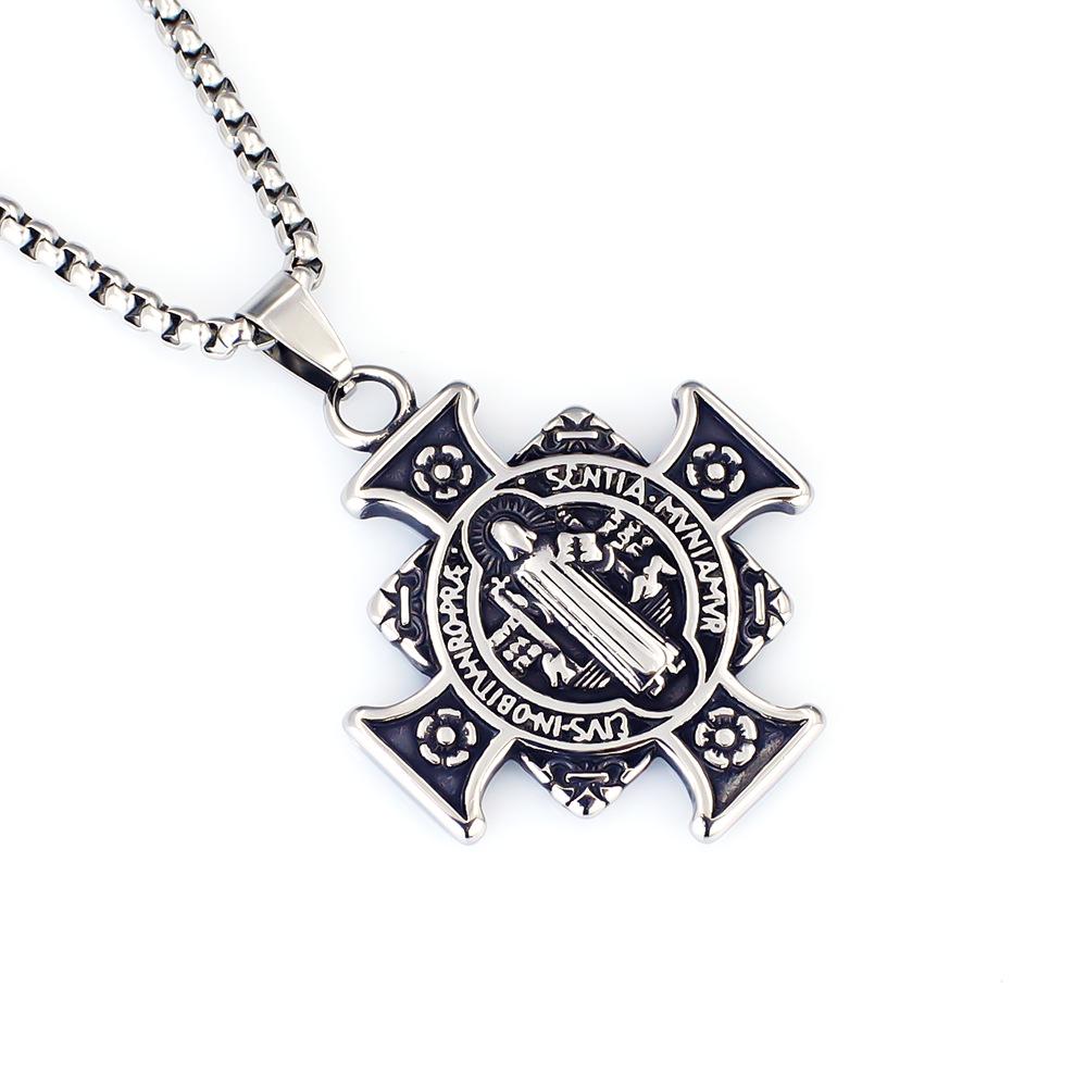 Hip Hop Chinese Dragon Embossed Round Pendant Necklace for Men and Women - Titanium Stainless Steel.