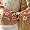 Romantic Pink Enamel Flower Bracelets for Women Gold Color Hollow Butterfly Floral Open Cuff Bracelets Party Jewelry Gifts
