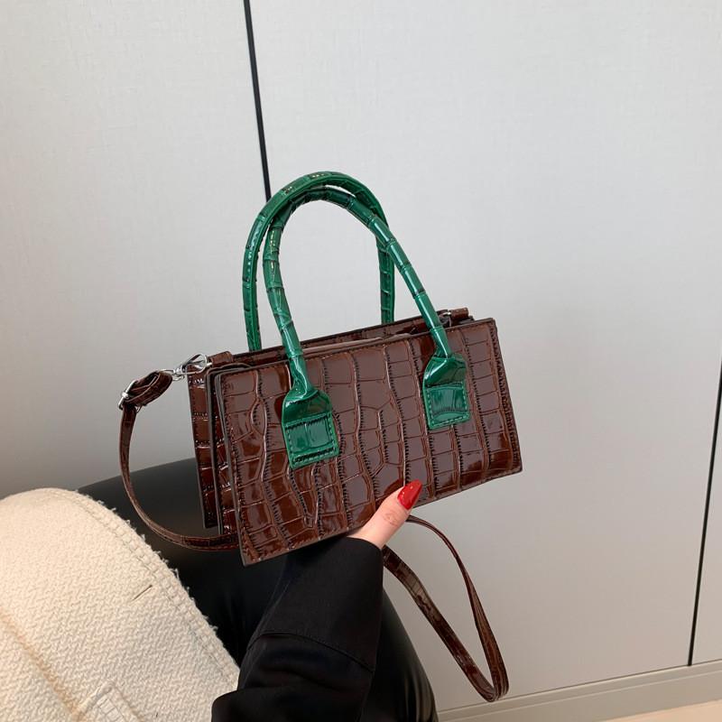 Chic And Simple Patchwork Handbag 2024 Spring New Casual Shoulder Bag кофейный