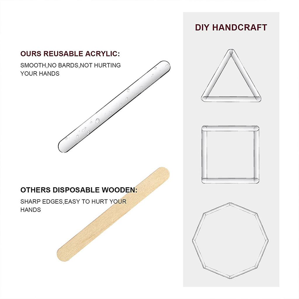 30pcs Mirror Ice Cream Sticks Reusable Acrylic Popsicle Sticks Diy Crafts Candy Sticks Suitable Homemade Ice Cream Transparent