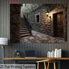 2D Dark Corridor Backdrop, Ancient Stone Alley with Lantern Party Background Cloth
