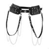 Men Punk Faux Leather Metal Chain Waist Strap Wide Waistband