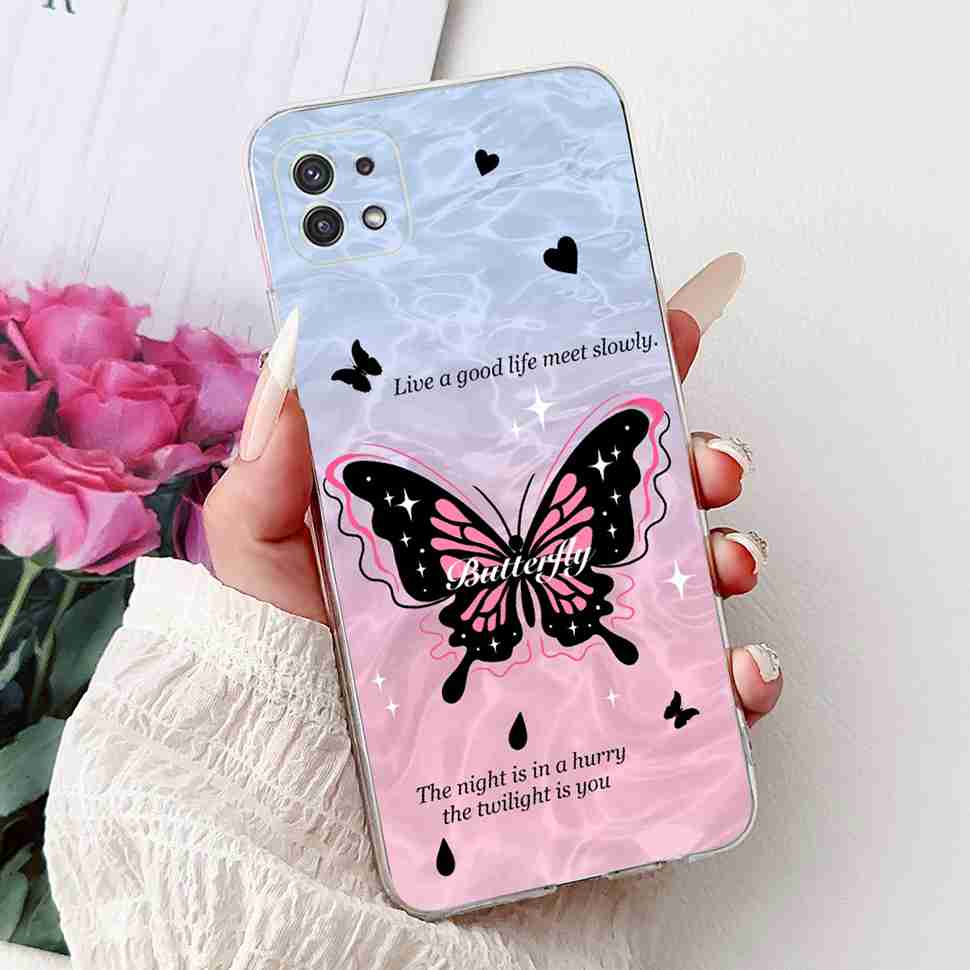 For Samsung Galaxy A22 5G Case SM-A226B Fashion Flower Bear Soft Silicone Cover For Samsung A22 A22 SM-A226BRN 6.6" Phone Casing