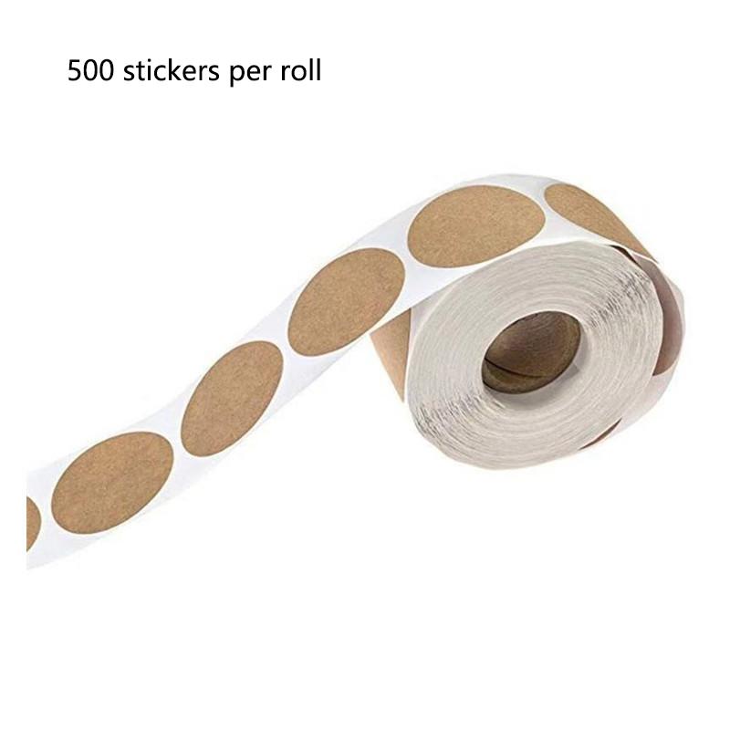 500pcs/1roll Natural Kraft Paper Round Self-adhesive Label Paper Item Classification Custom Label Decorative Stickers