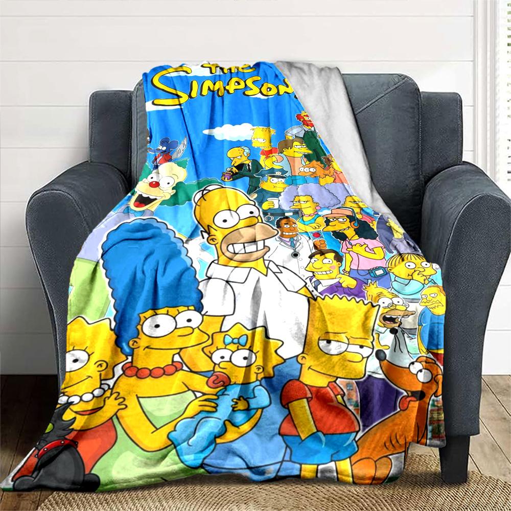 The Simpsons Print Flannel Blanket High Quality Warm Comfortable Cover for All Seasons Perfect for Gifts Home Decor
