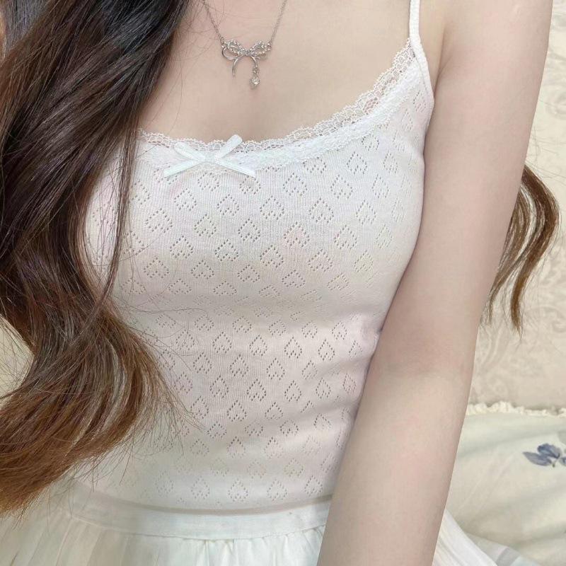 BrandyBM White Pure Desire Heart Embroidery Lace Slim Fit French Camisole