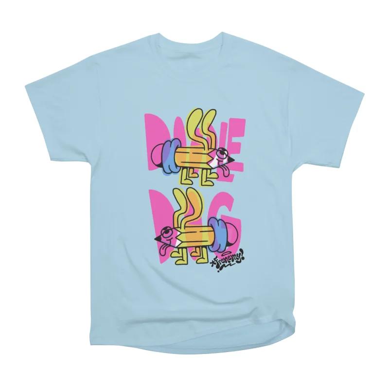 

Men Casual Shirts Short Sleeves DOODLE DOG Tees Oversized T-shirts S синий