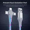 3in1 Flow Leuchtendes Licht USB-Kabel für iPhone 3 In 1 2in1 LED Micro USB Typ C 8Pin Ladekabel